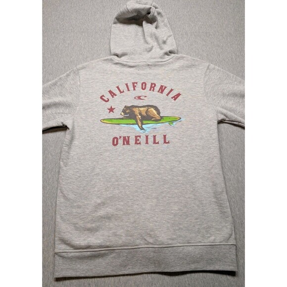 New O’Neil Men’s Medium Paddle Battle Pullover Hoodie California Bear Paddling - Picture 7 of 8